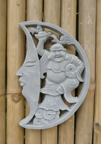 Product image of the product “Yong - Half plaque - Chinese Buddha with Moon, Ø 30cm | cast stone ”